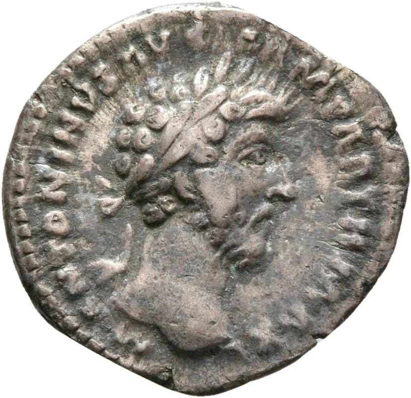 Marcus Aurelius, silver denarius, collection photograph Rostock-ID184, obverse
