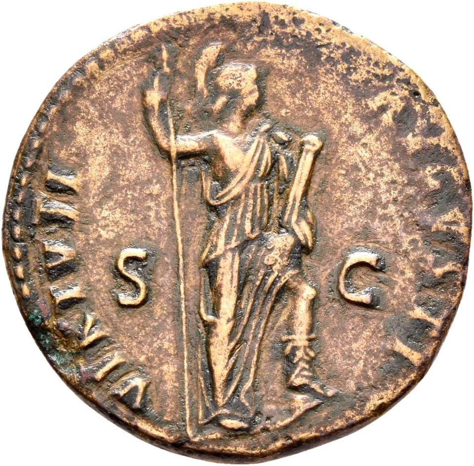Domitian, copper-alloy dupondius, collection photograph Rostock-ID105, reverse