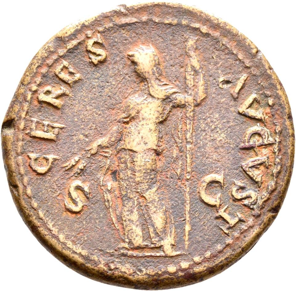 Titus, copper-alloy dupondius, collection photograph Rostock-ID91, reverse