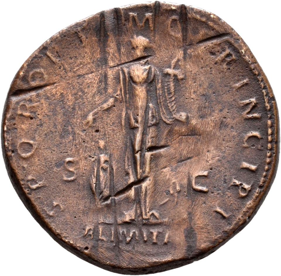 Trajan, copper-alloy sestertius, collection photograph Rostock-ID363, reverse