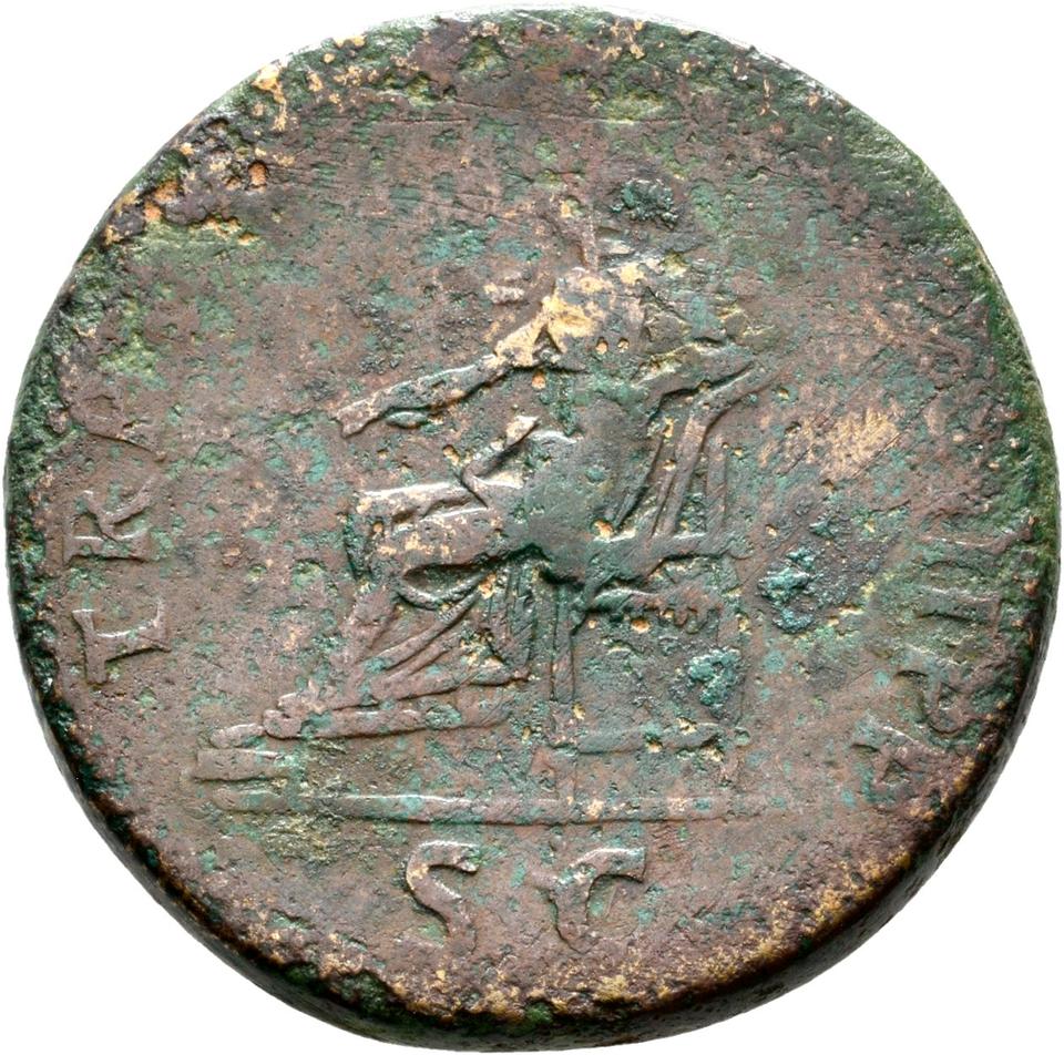 Trajan, copper-alloy sestertius, collection photograph Rostock-ID341, reverse