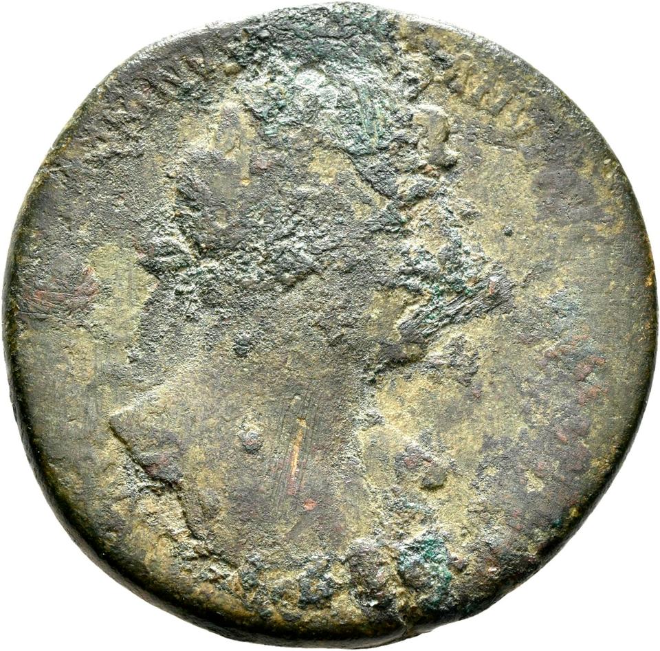 Hadrian, copper-alloy sestertius, collection photograph Rostock-ID150, obverse