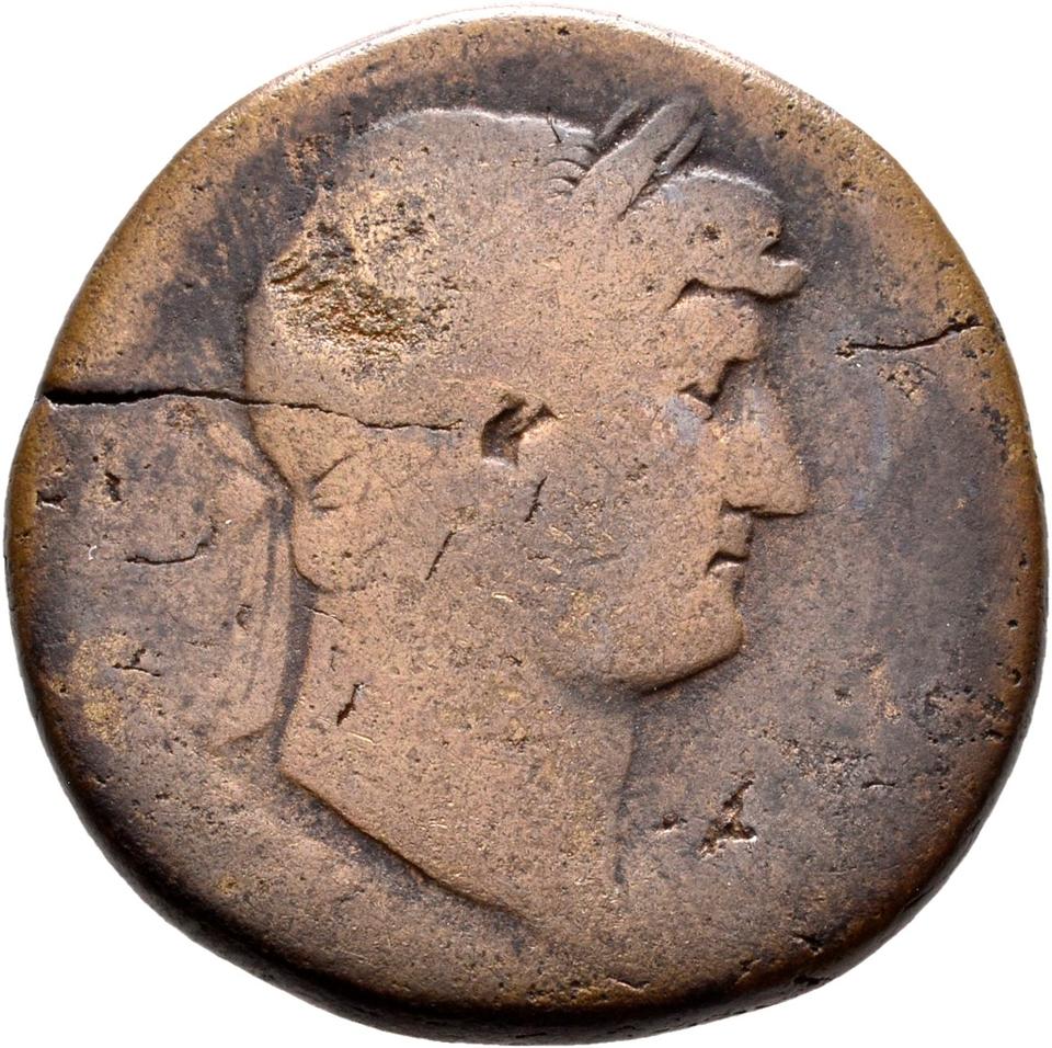 Hadrian, copper-alloy sestertius, collection photograph Rostock-ID407, obverse