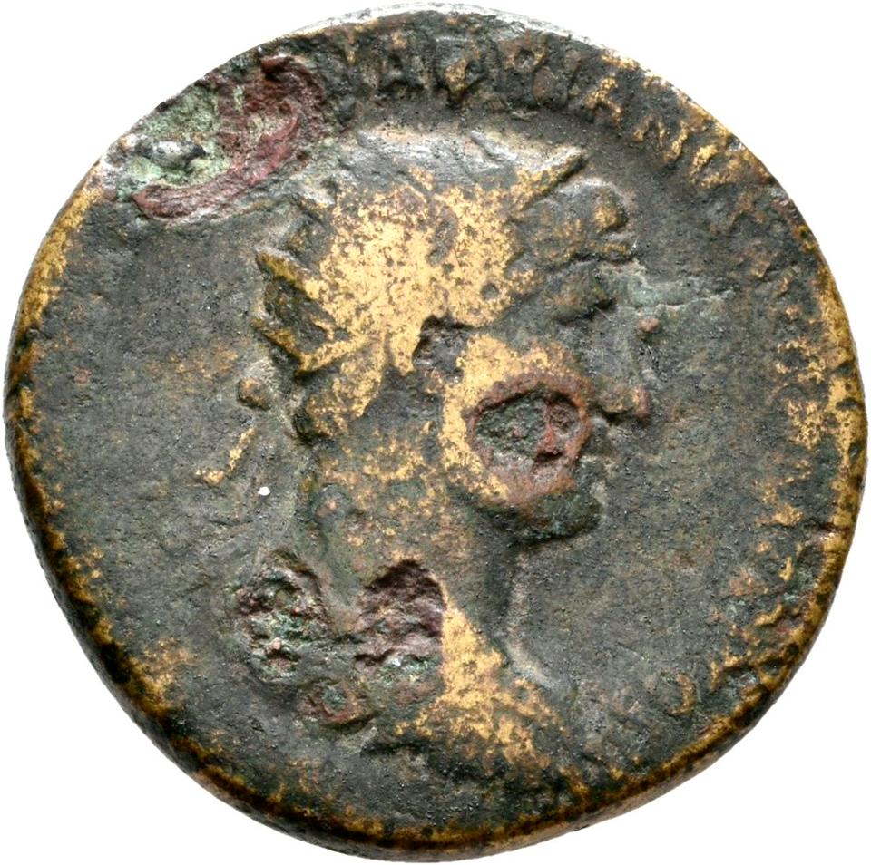 Hadrian, copper-alloy dupondius, collection photograph Rostock-ID389, obverse