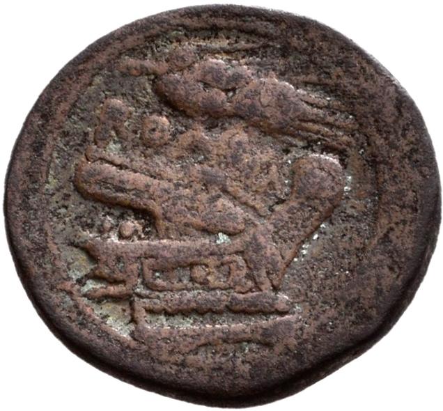Roman Republic, copper-alloy semuncia, collection photograph Rostock-ID313, reverse