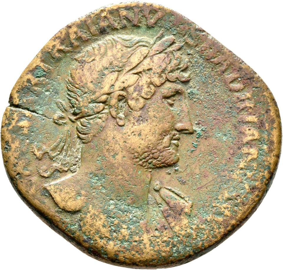 Hadrian, copper-alloy sestertius, collection photograph Rostock-ID146, obverse