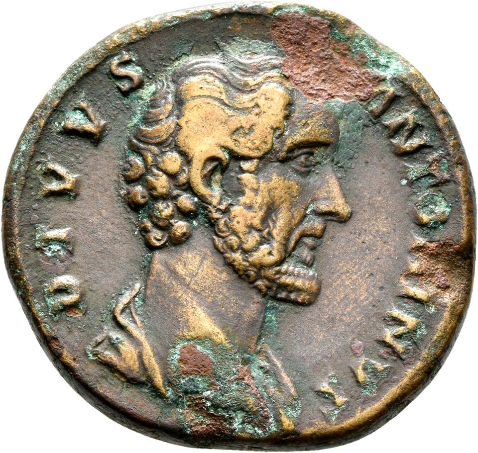 Marcus Aurelius, copper-alloy sestertius, collection photograph Rostock-ID278, obverse