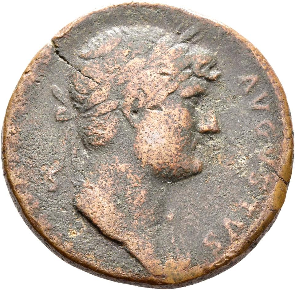 Hadrian, copper-alloy sestertius, collection photograph Rostock-ID156, obverse