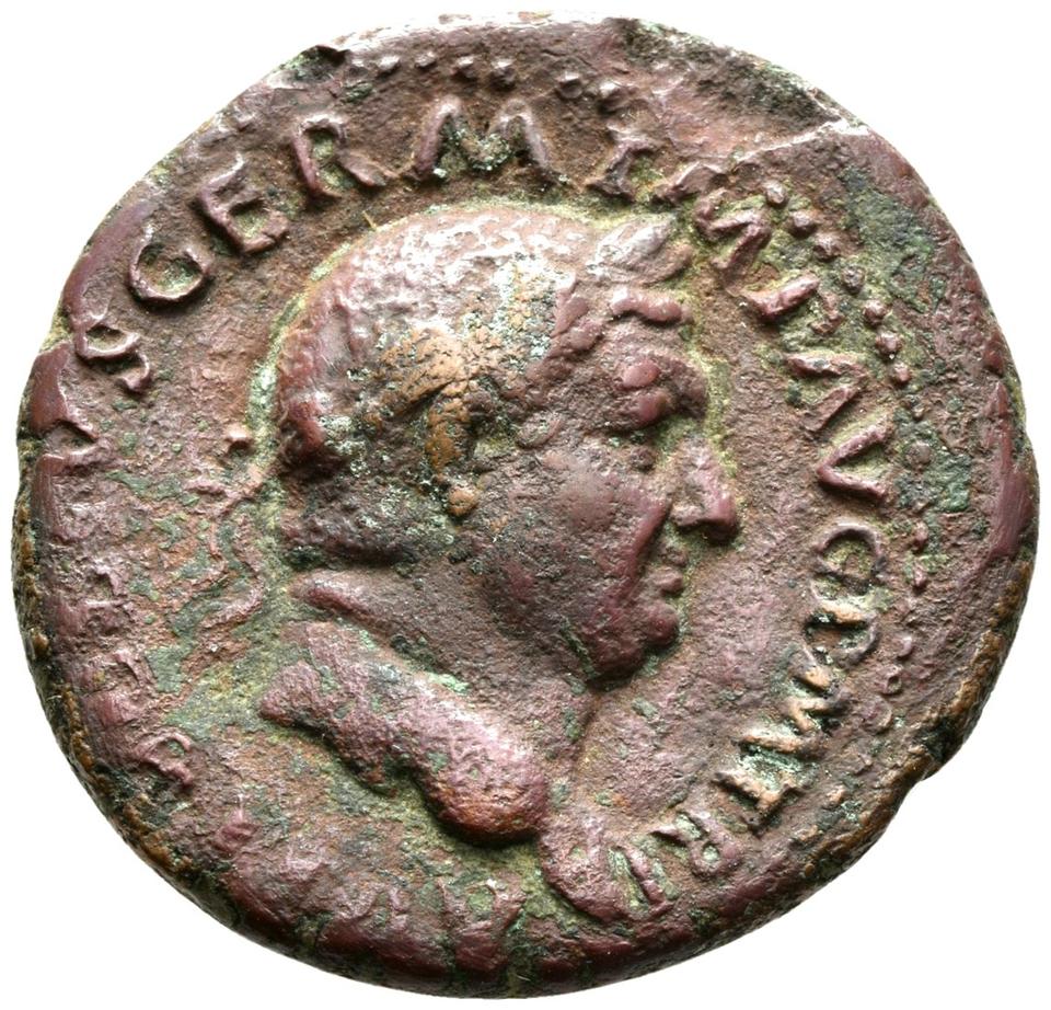 Vitellius, copper-alloy as, collection photograph Rostock-ID66, obverse