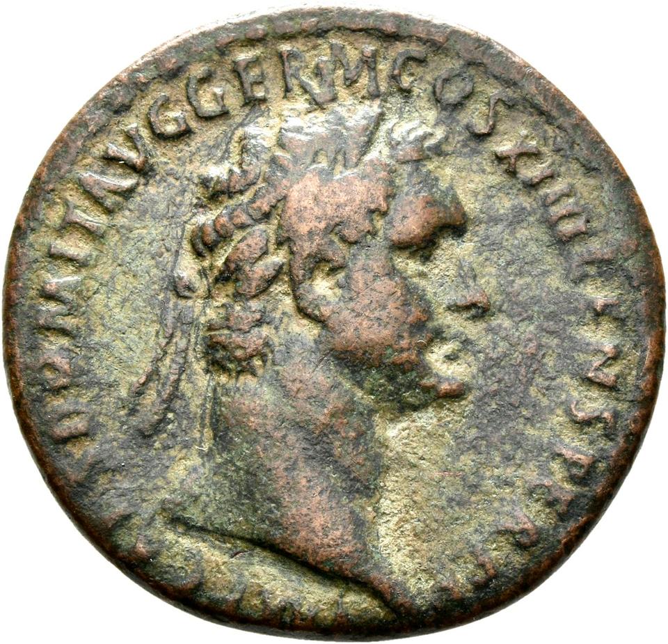 Domitian, copper-alloy as, collection photograph Rostock-ID100, obverse