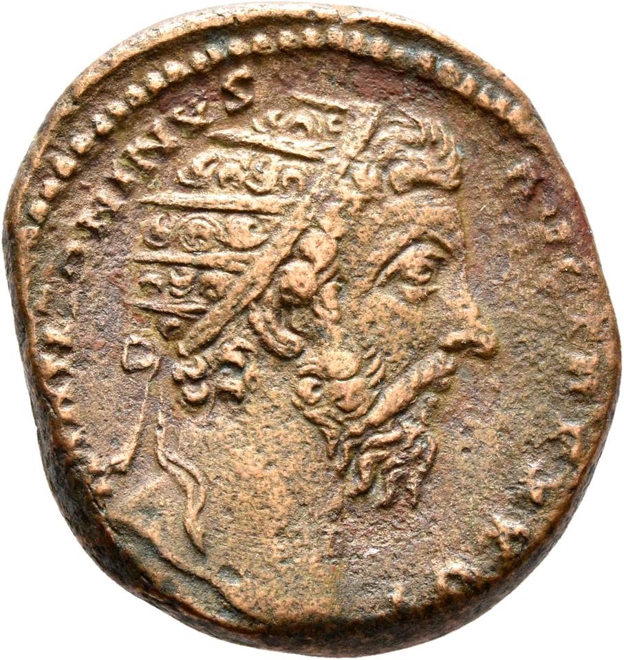 Marcus Aurelius, copper-alloy dupondius, collection photograph Rostock-ID273, obverse