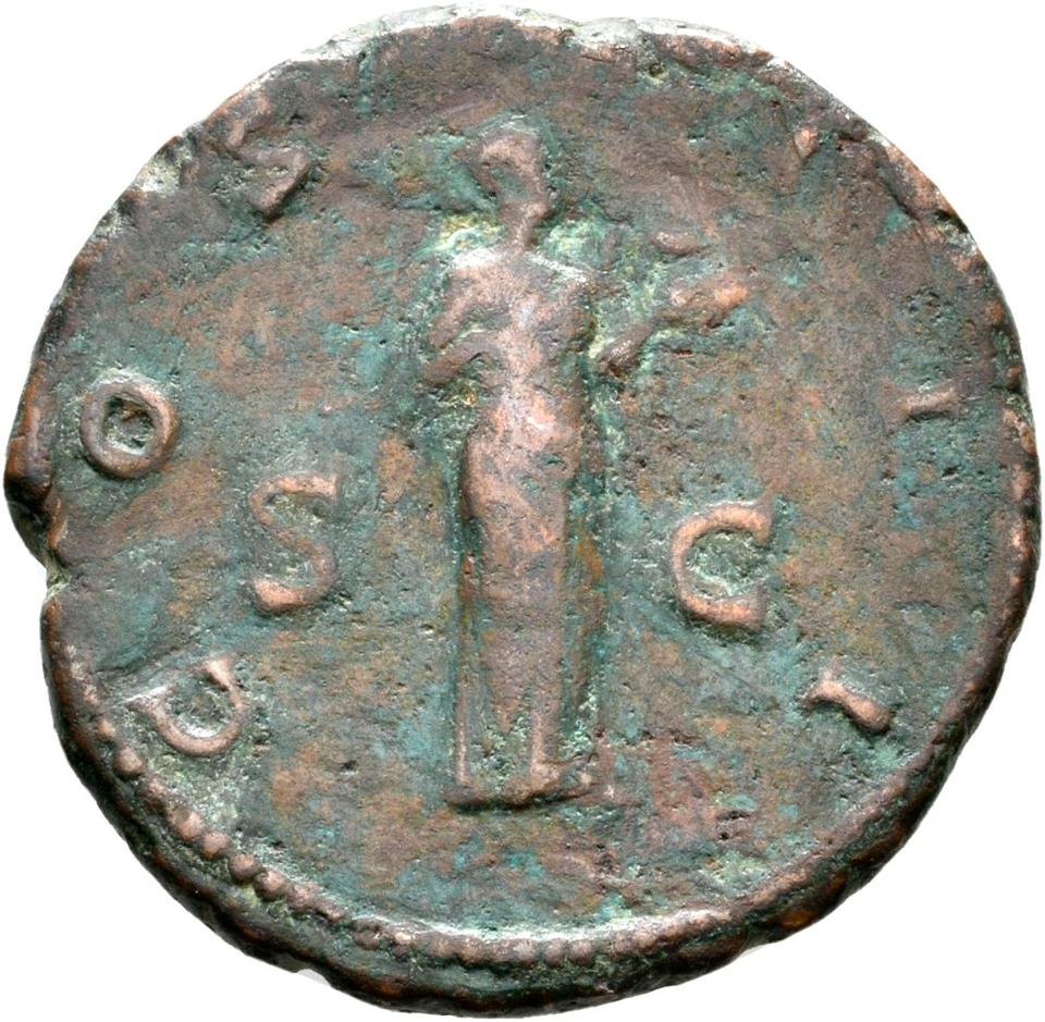 Hadrian, copper-alloy as, collection photograph Rostock-ID395, reverse