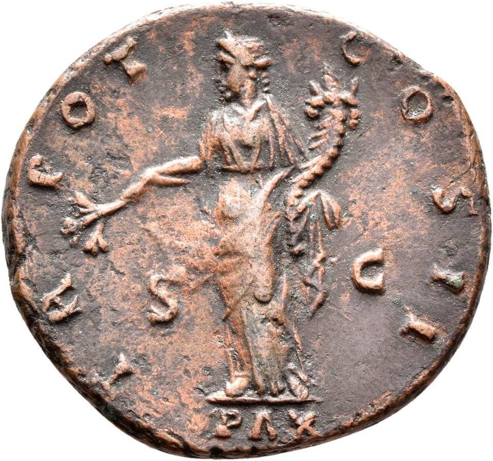Antoninus Pius, copper-alloy as, collection photograph Rostock-ID228, reverse