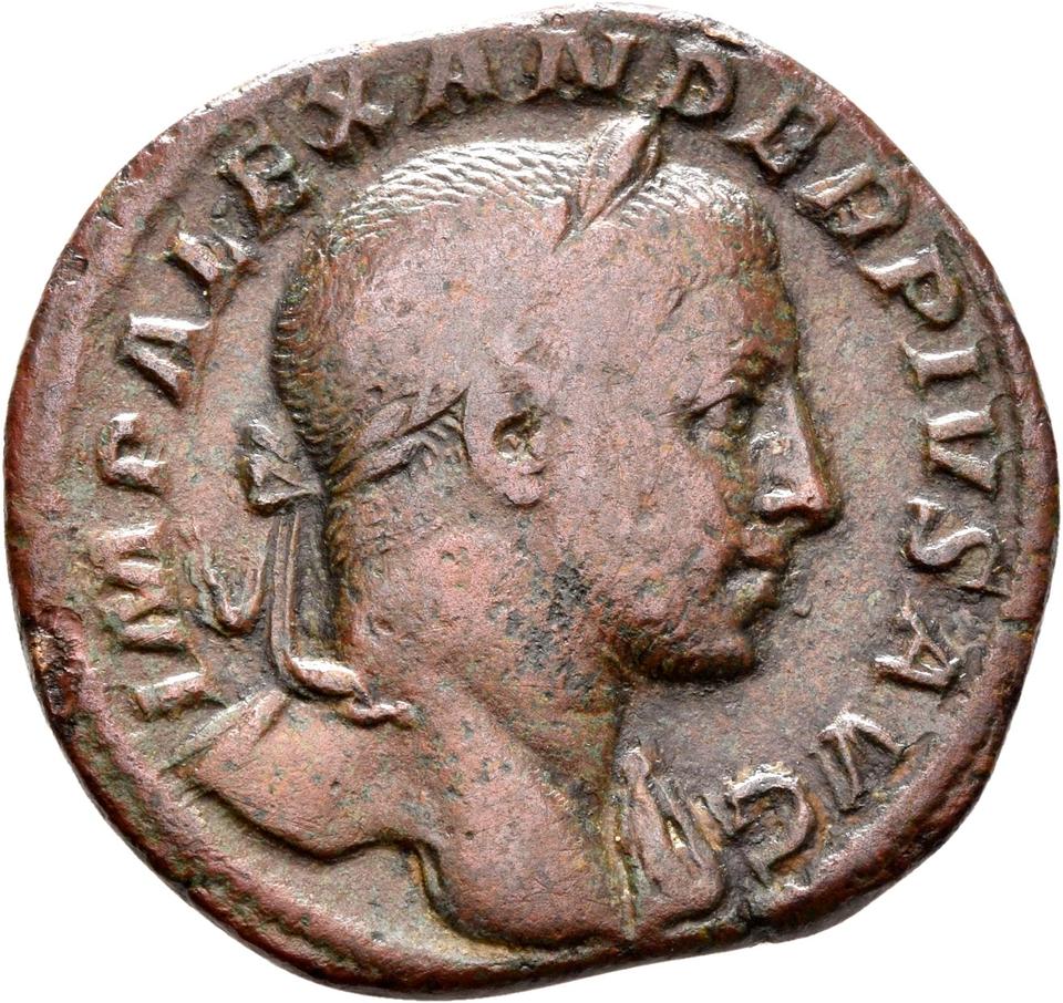 Severus Alexander, copper-alloy sestertius, collection photograph Rostock-ID297, obverse
