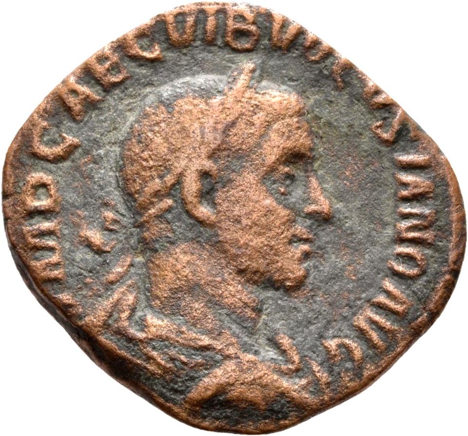 Volusian, copper-alloy sestertius, collection photograph Rostock-ID1184, obverse