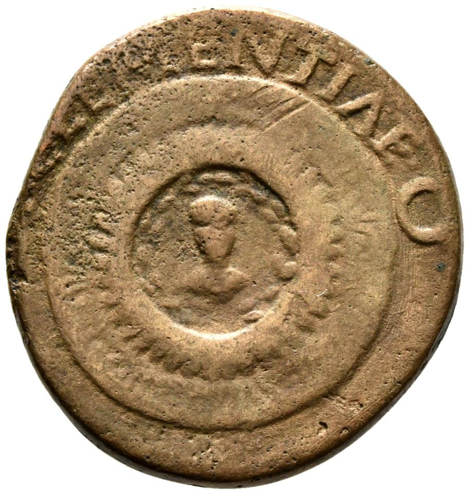 Tiberius, copper-alloy dupondius, collection photograph Rostock-ID33, reverse