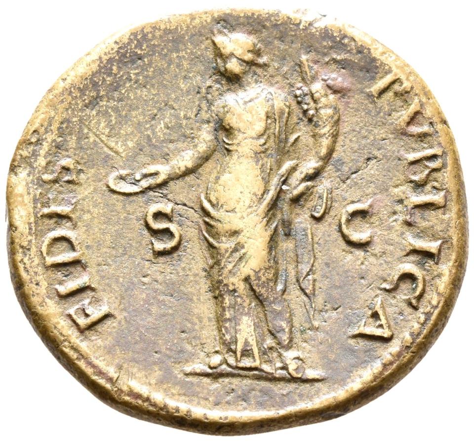Vespasian, copper-alloy dupondius, collection photograph Rostock-ID82, reverse