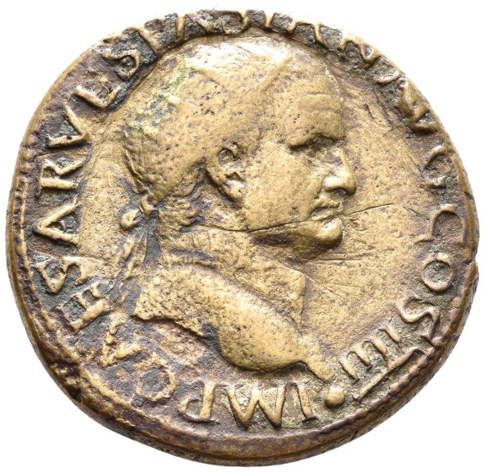 Vespasian, copper-alloy dupondius, collection photograph Rostock-ID78, obverse