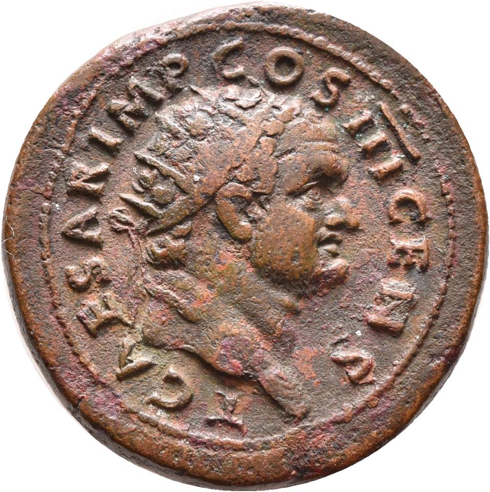 Vespasian, copper-alloy dupondius, collection photograph Rostock-ID1018, obverse