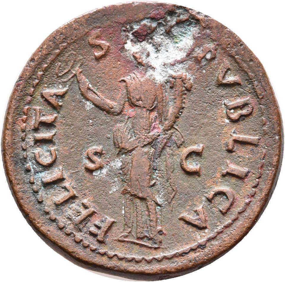 Vespasian, copper-alloy dupondius, collection photograph Rostock-ID1018, reverse