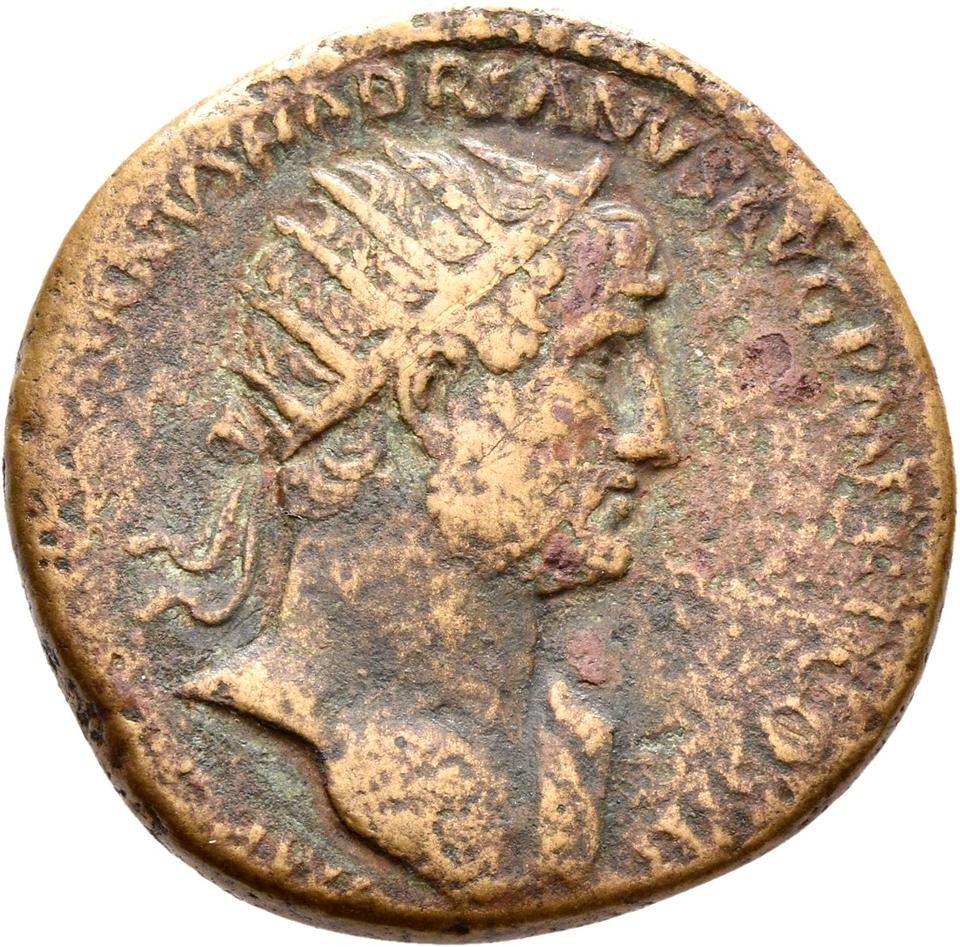 Hadrian, copper-alloy dupondius, collection photograph Rostock-ID152, obverse