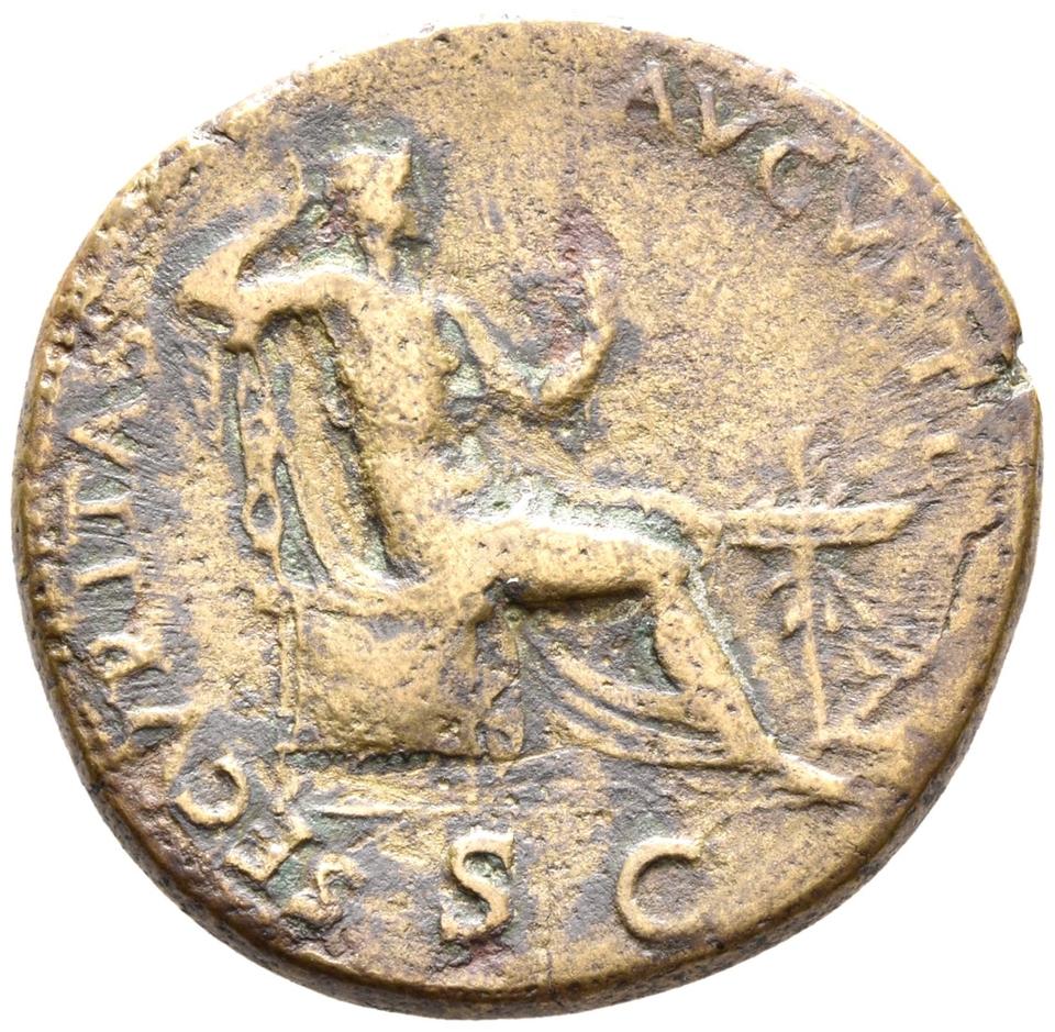 Vespasian, copper-alloy dupondius, collection photograph Rostock-ID78, reverse