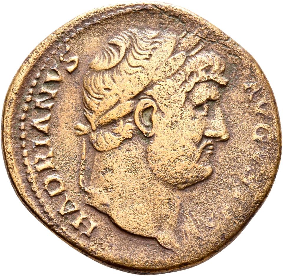 Hadrian, copper-alloy sestertius, collection photograph Rostock-ID155, obverse