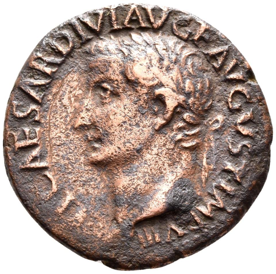 Tiberius, copper-alloy as, collection photograph Rostock-ID35, obverse