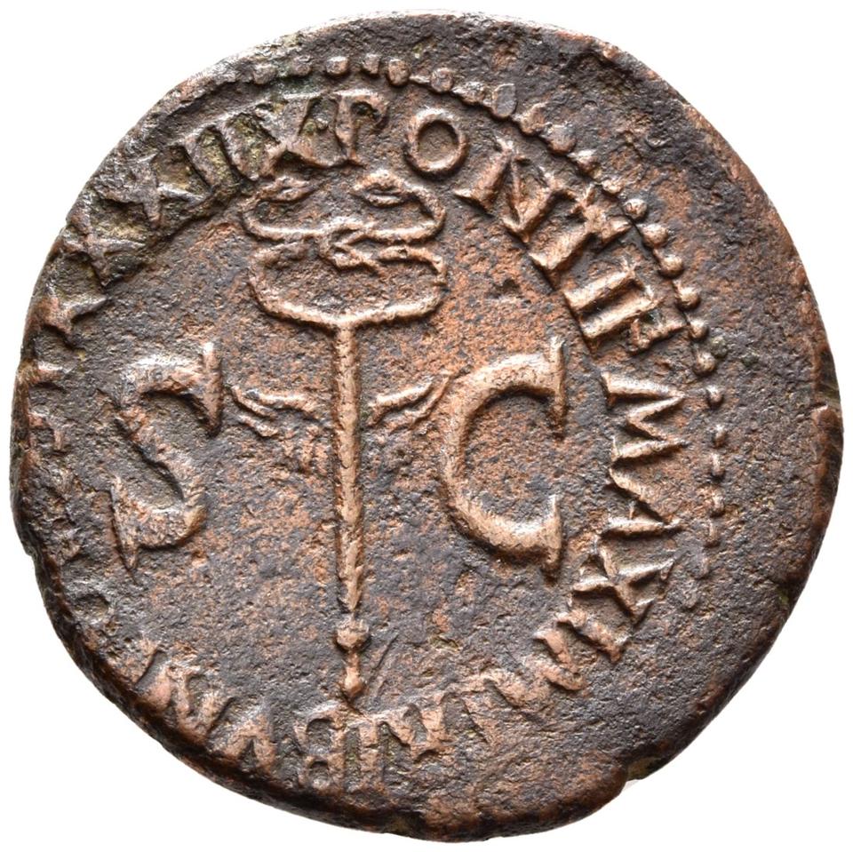 Tiberius, copper-alloy as, collection photograph Rostock-ID35, reverse