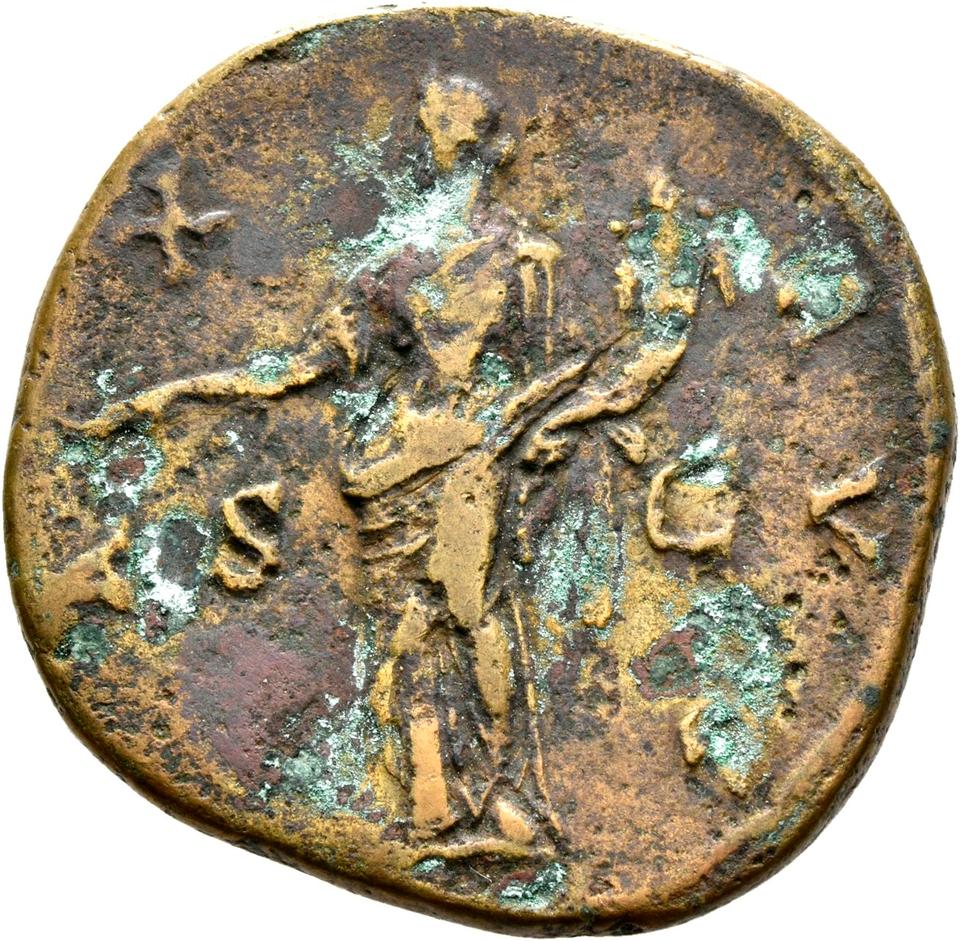 Antoninus Pius, copper-alloy sestertius, collection photograph Rostock-ID229, reverse