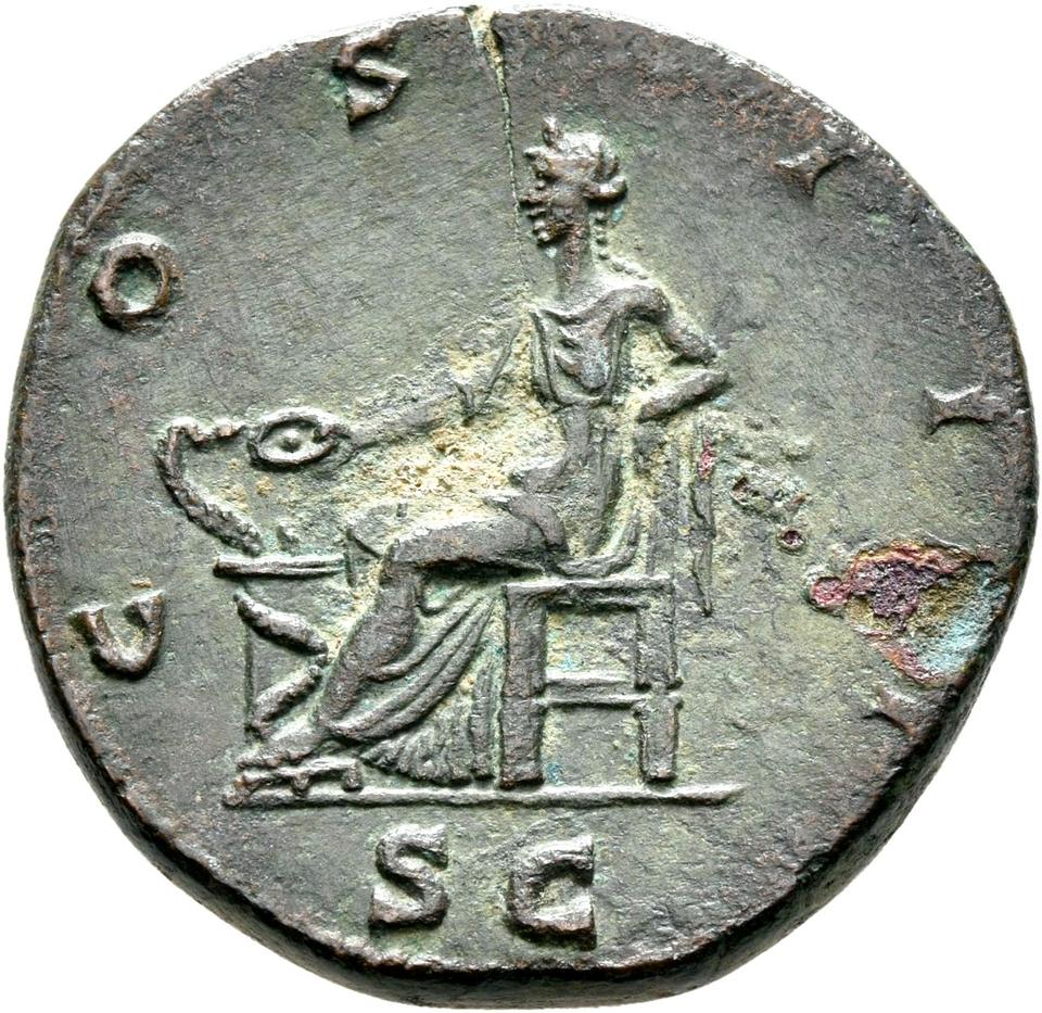 Hadrian, copper-alloy dupondius, collection photograph Rostock-ID158, reverse
