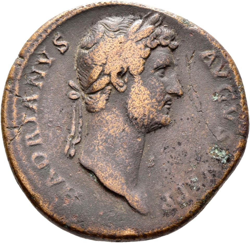 Hadrian, copper-alloy sestertius, collection photograph Rostock-ID168, obverse