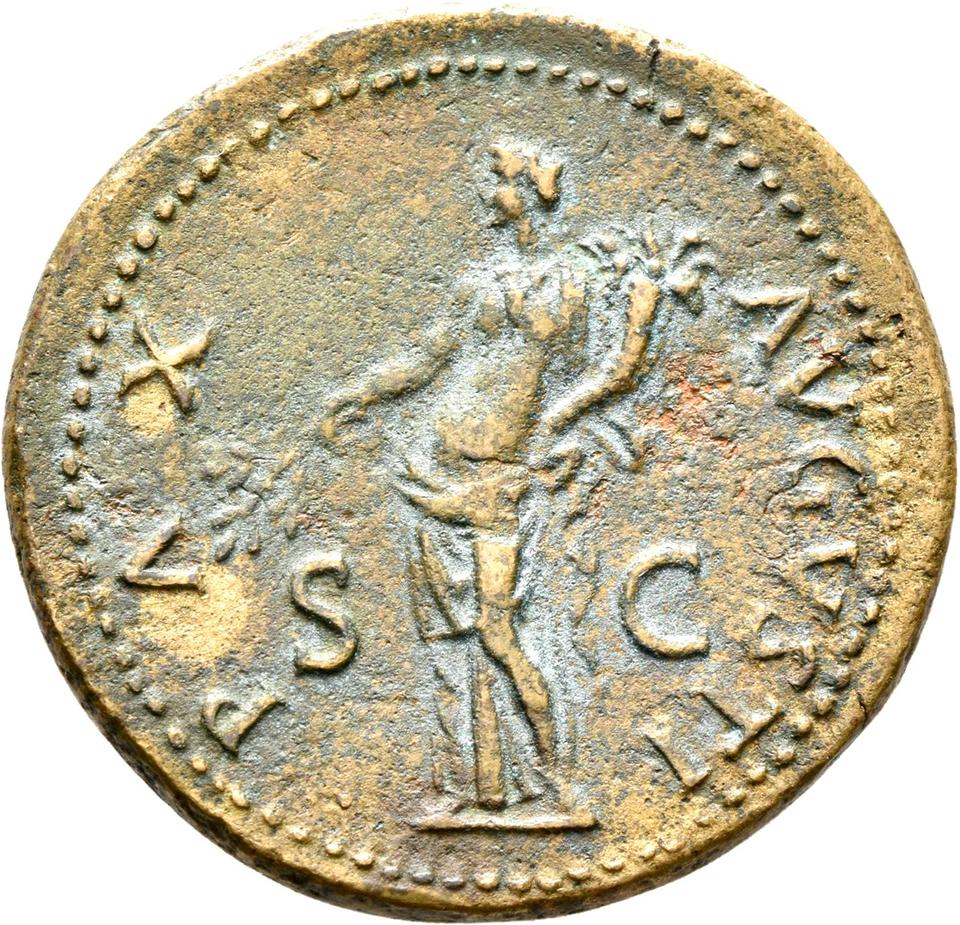 Vitellius, copper-alloy dupondius, collection photograph Rostock-ID65, reverse