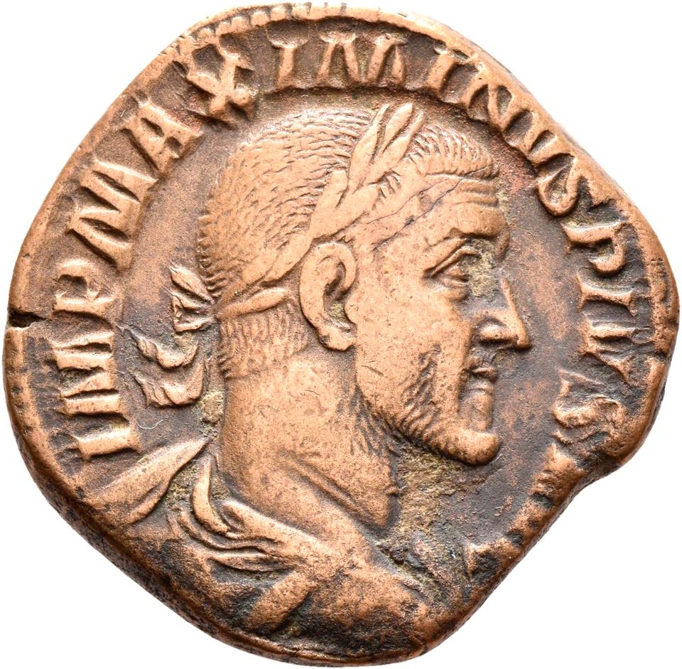 Maximinus Thrax, copper-alloy sestertius, collection photograph Rostock-ID235, obverse