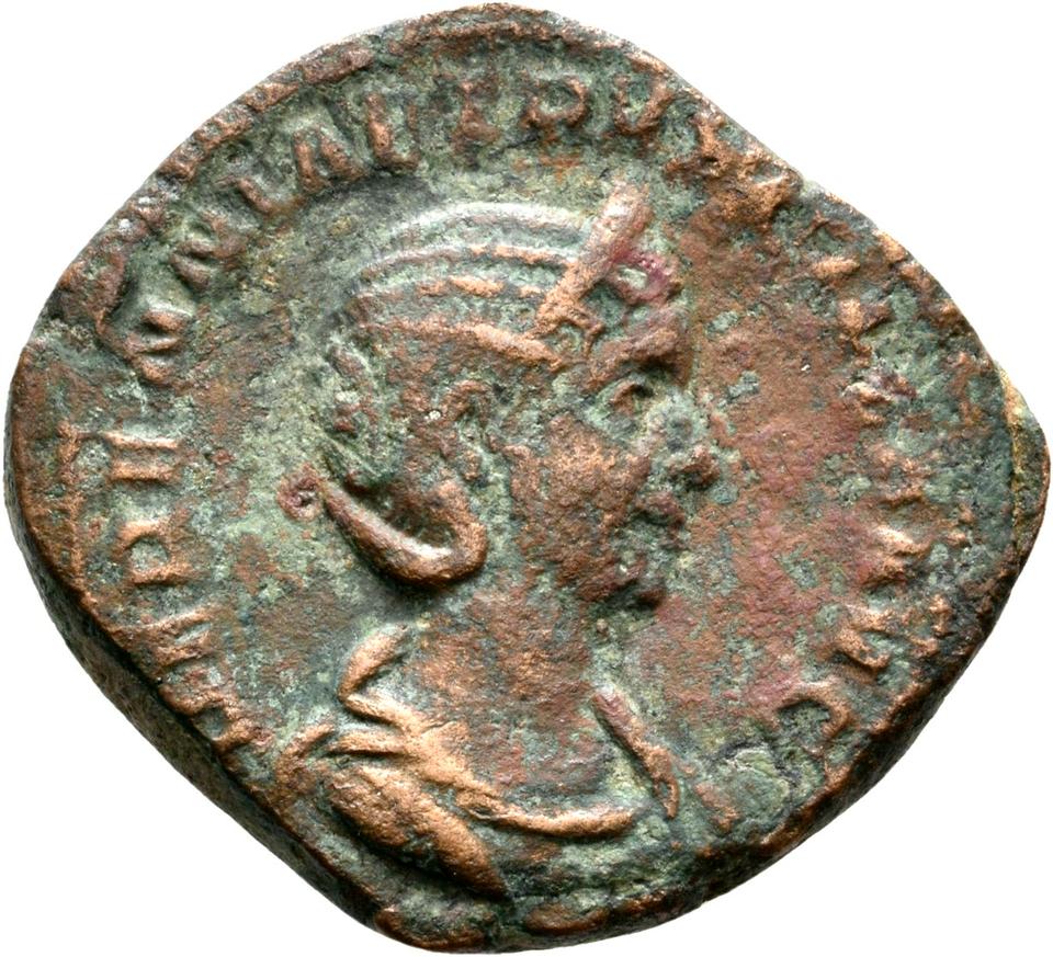 Trajan Decius, copper-alloy sestertius, collection photograph Rostock-ID1179, obverse