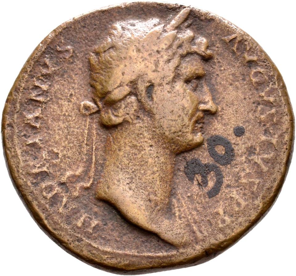 Hadrian, copper-alloy sestertius, collection photograph Rostock-ID430, obverse