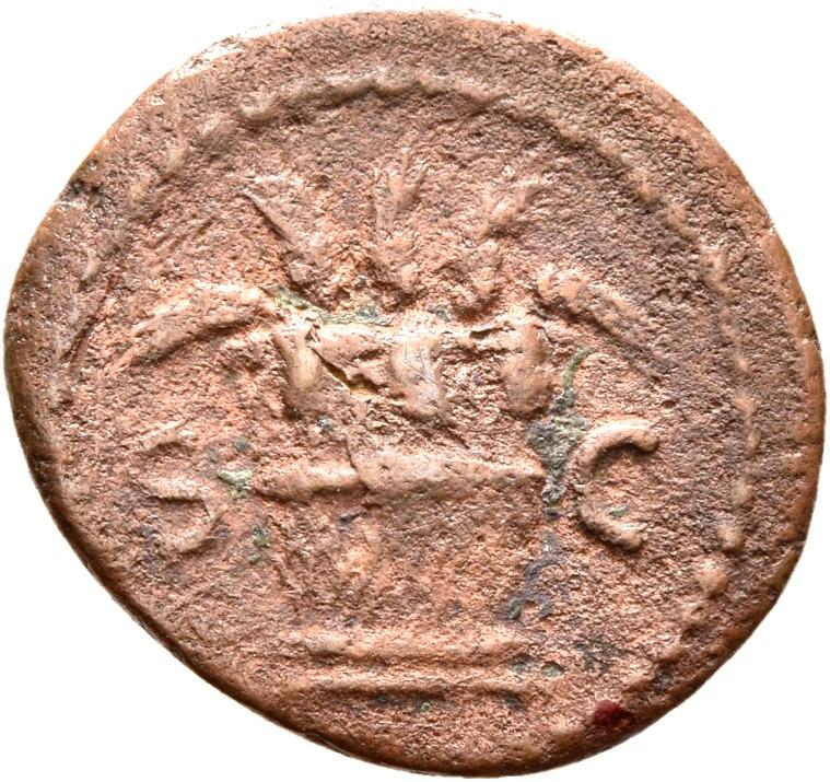 Domitian, copper-alloy quadrans, collection photograph Rostock-ID98, reverse