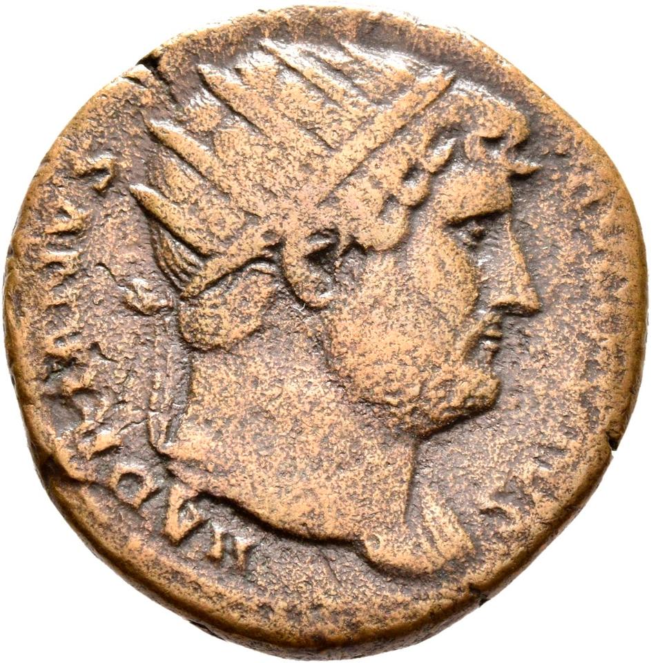 Hadrian, copper-alloy dupondius, collection photograph Rostock-ID159, obverse