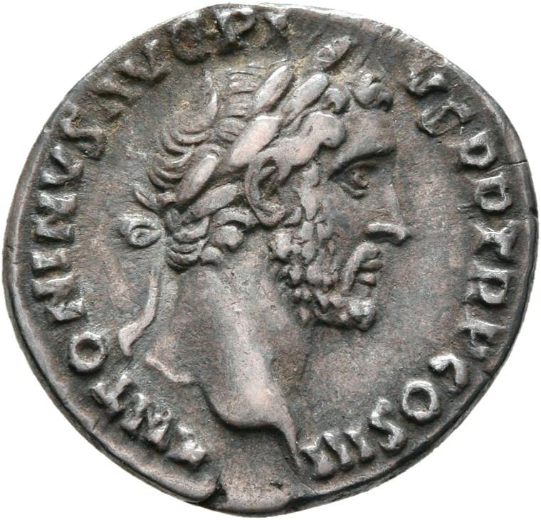Antoninus Pius, silver denarius, collection photograph Rostock-ID171, obverse