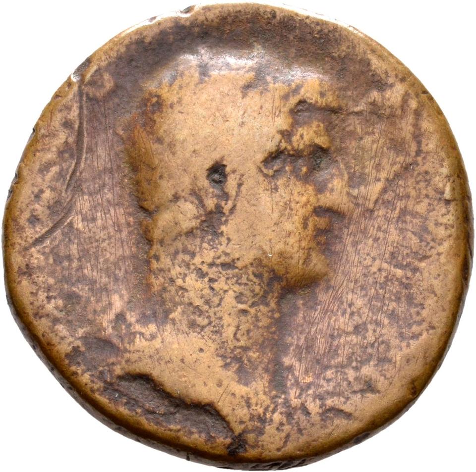 Hadrian, copper-alloy sestertius, collection photograph Rostock-ID400, obverse