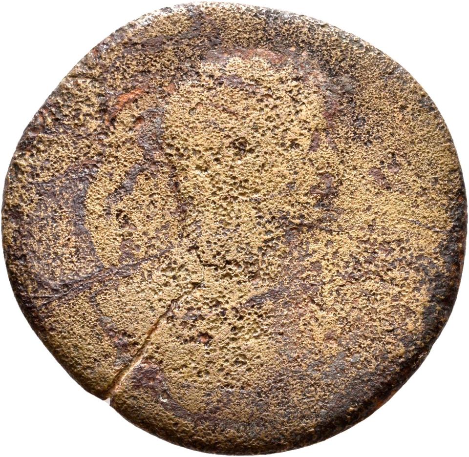 Hadrian, copper-alloy sestertius, collection photograph Rostock-ID382, obverse