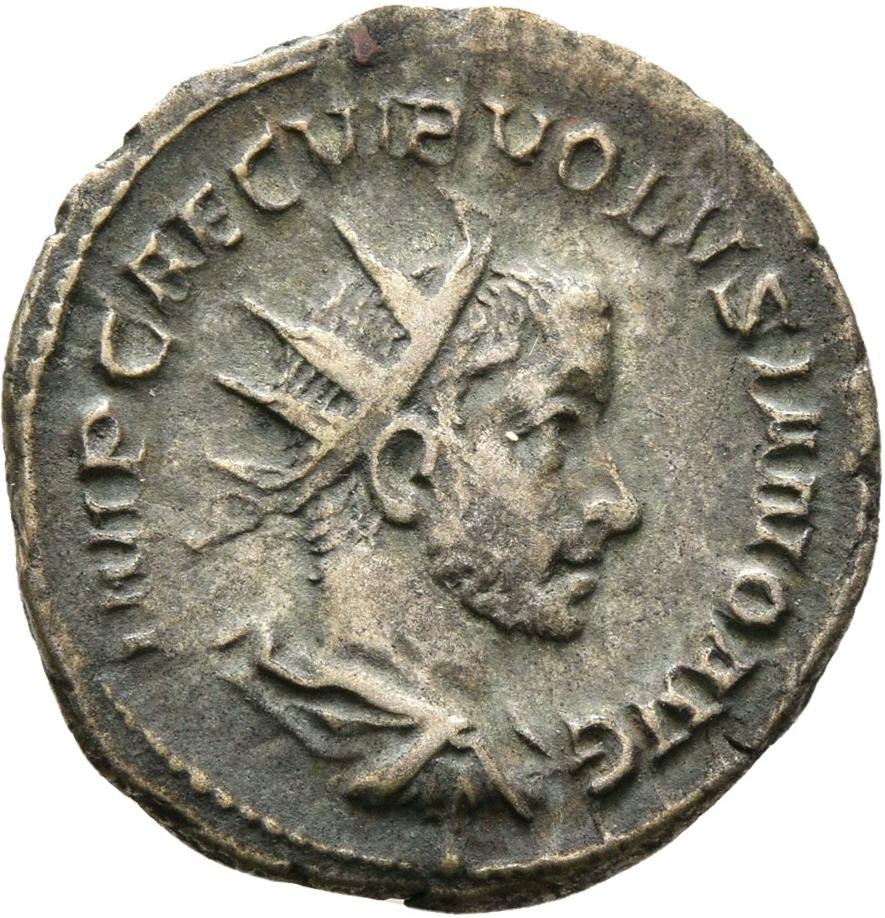 Volusian, silver antoninianus, collection photograph Rostock-ID1188, obverse