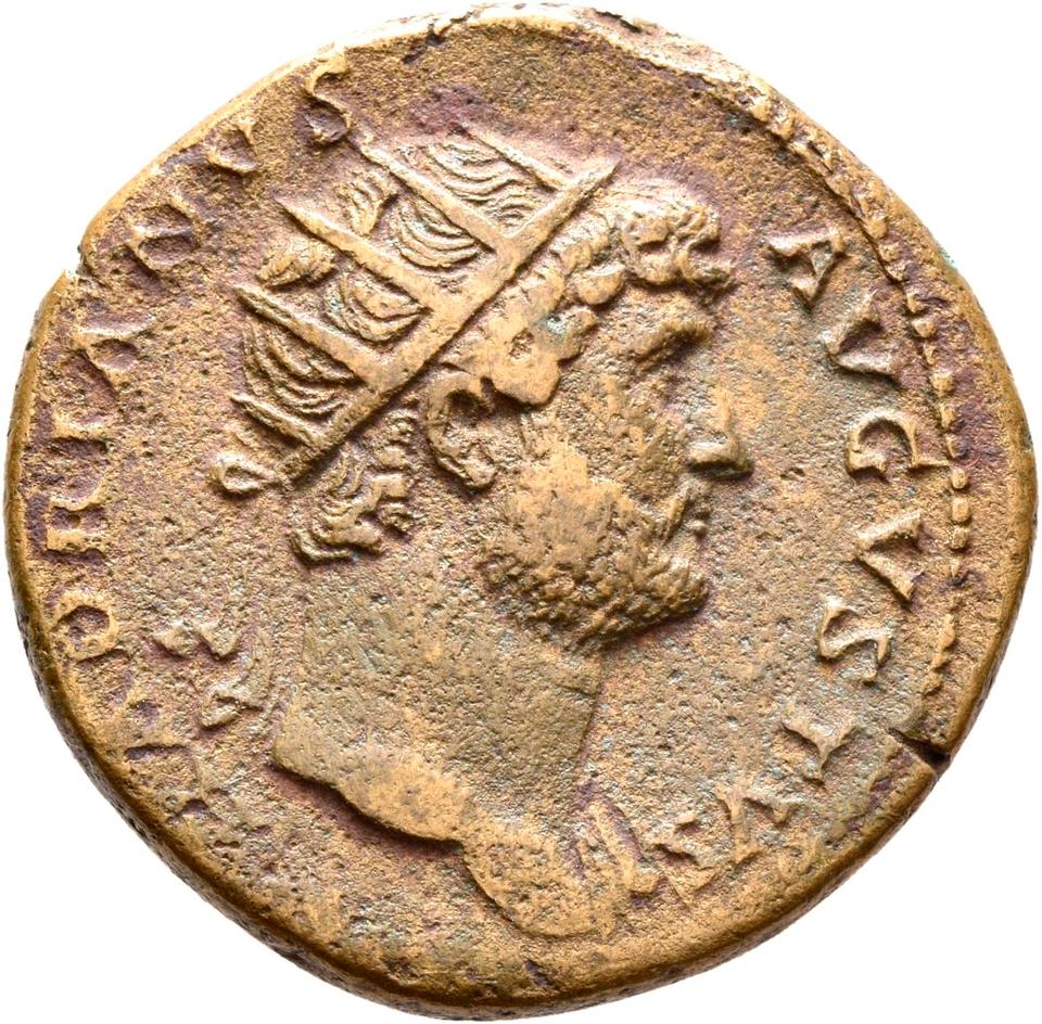 Hadrian, copper-alloy dupondius, collection photograph Rostock-ID160, obverse