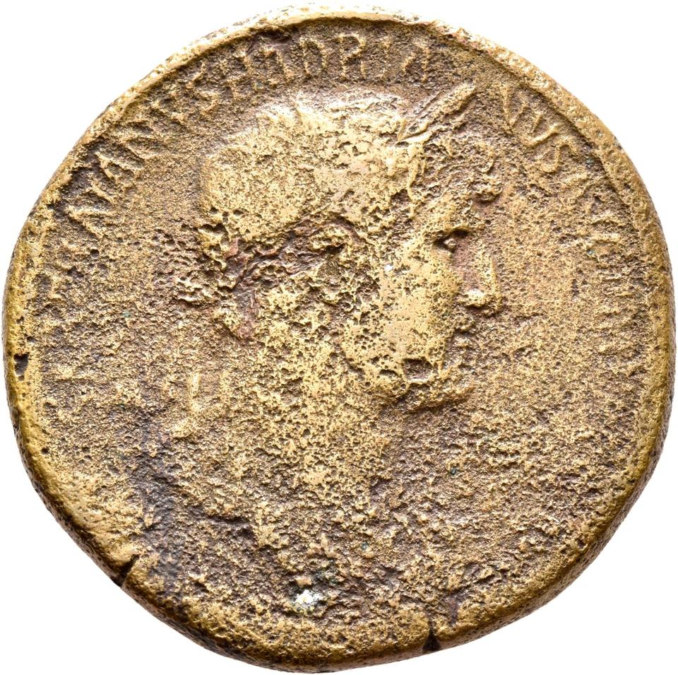 Hadrian, copper-alloy sestertius, collection photograph Rostock-ID148, obverse