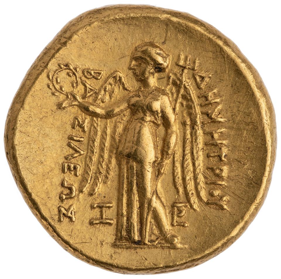 Demetrios Poliorketes, gold stater, collection photograph ANS-1944.100.13772, reverse
