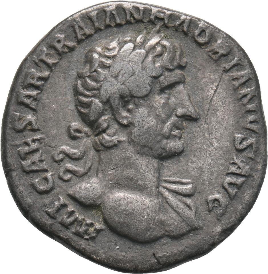 Hadrian, silver denarius, collection photograph Koeln-ID707, obverse