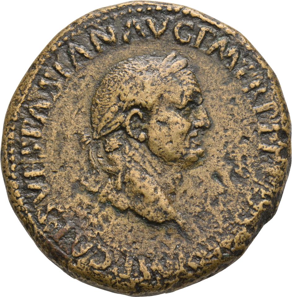 Vespasian, copper-alloy sestertius, collection photograph Koeln-ID639, obverse