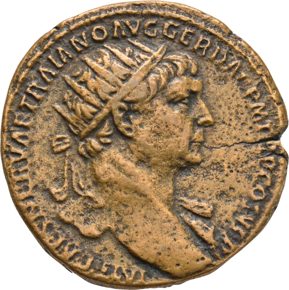 Trajan, copper-alloy dupondius, collection photograph Koeln-ID699, obverse