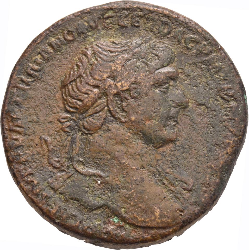 Trajan, copper-alloy sestertius, collection photograph Koeln-ID700, obverse