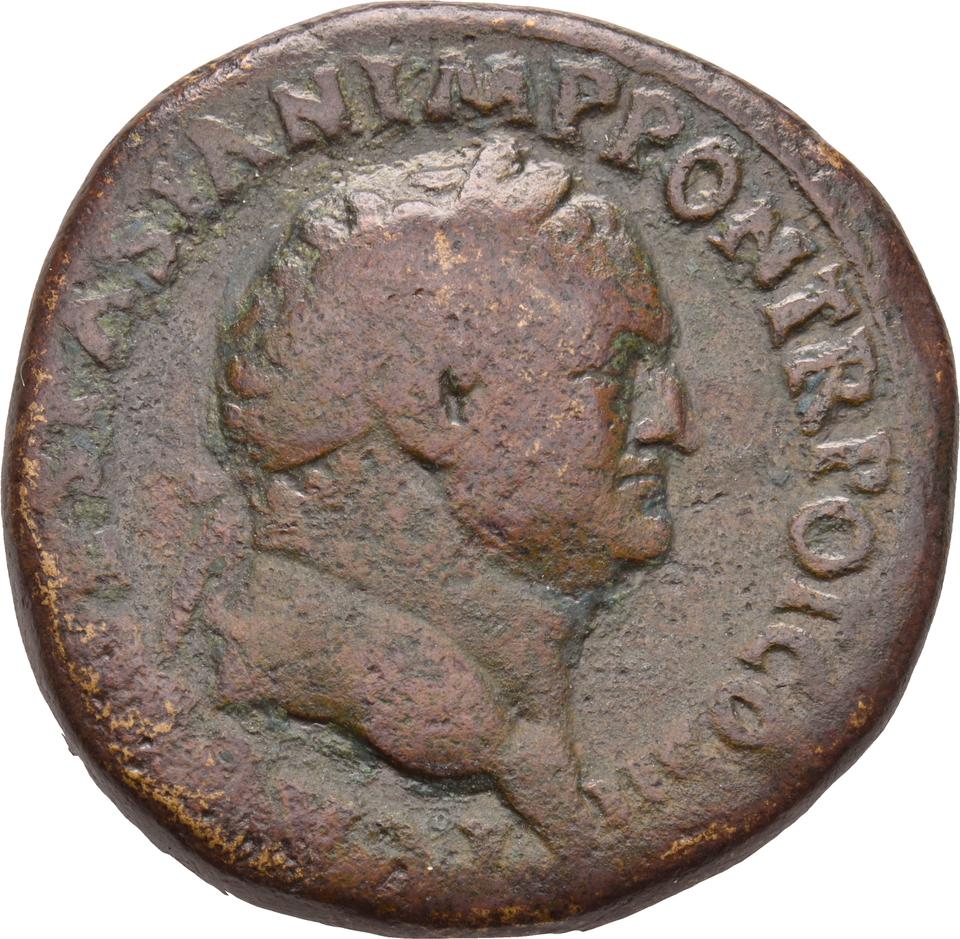 Vespasian, copper-alloy sestertius, collection photograph Koeln-ID642, obverse